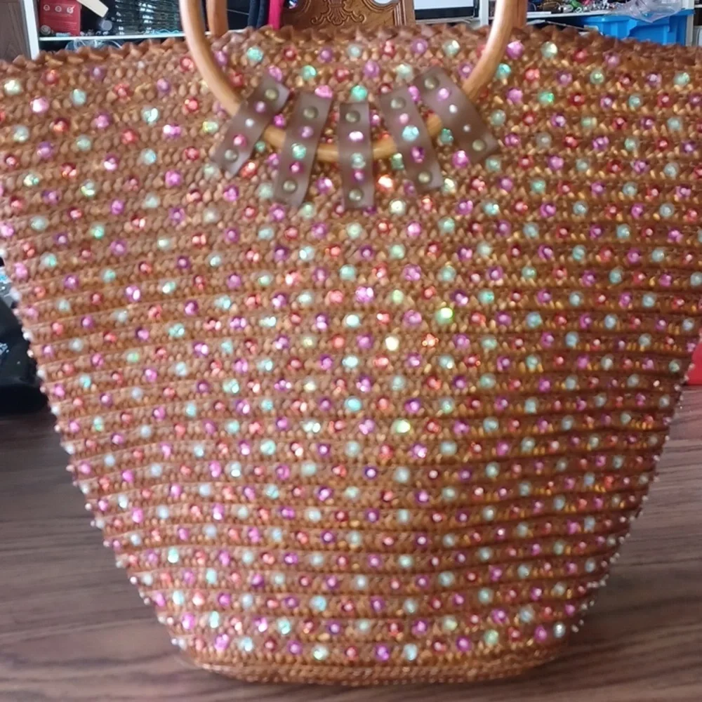 Victoria's Secret, Straw, Bling Bucket Bag, Sexy western, Rocker, sequin, boho
